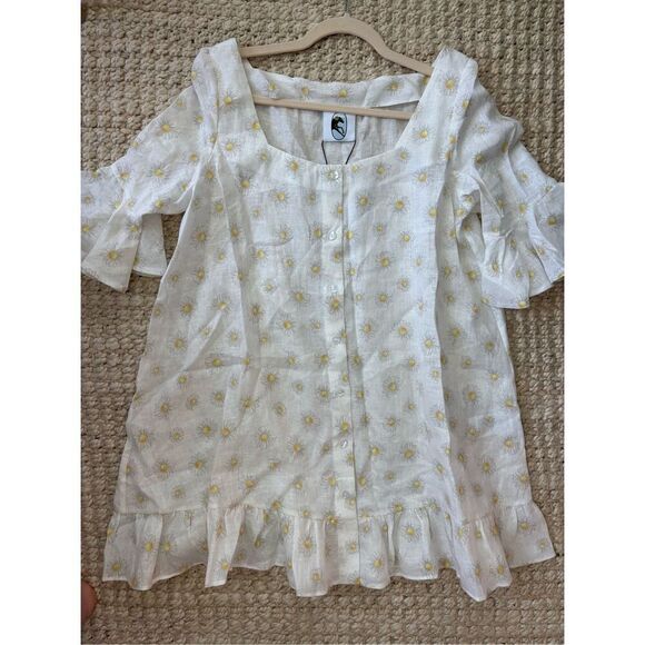 NWT Sleeper Marseille mini dress linen daisy, Large $270 - Picture 5 of 10